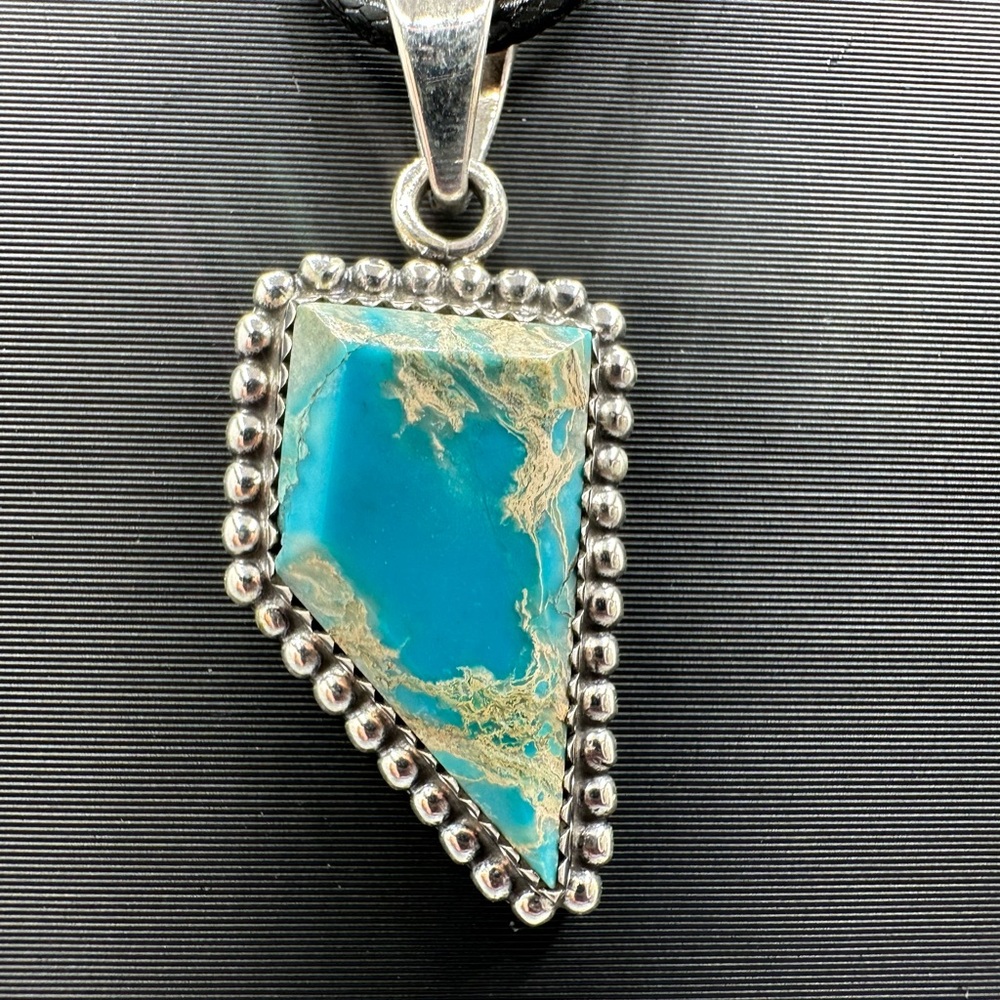 Blue Sea Sediment Jasper Sterling Silver 925 Handmade Necklace Pendant